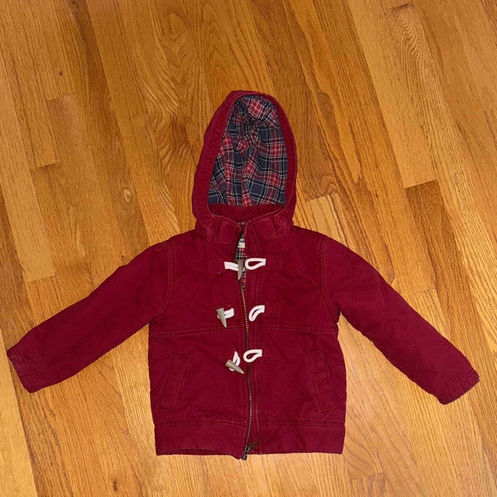 Cozy Kids Hooded Jacket with Toggle Closures - Burgundy